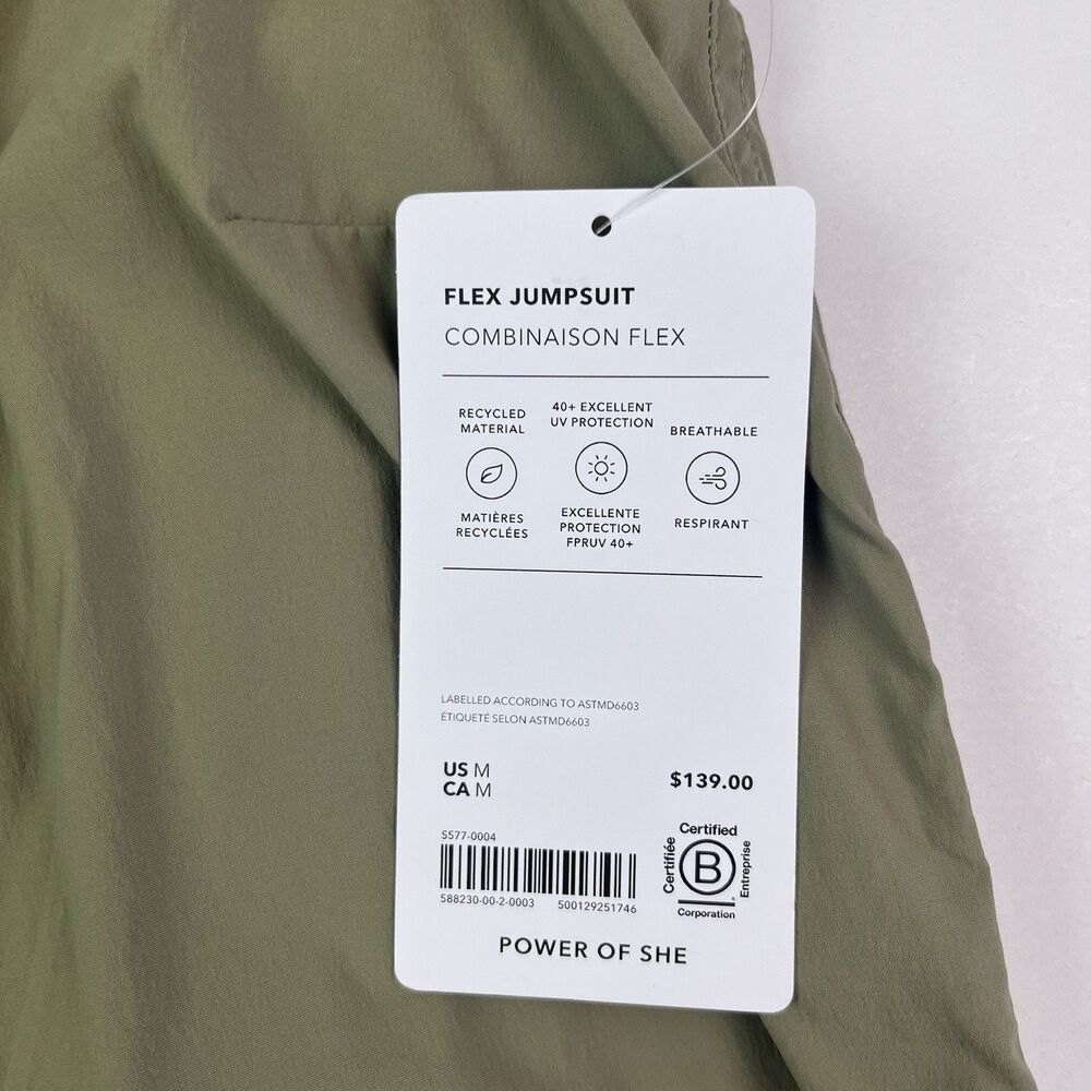 Athleta Flex Jumpsuit size M Olive Zip Up Utility Athleisure Travel Sport Romper - Picture 6 of 14